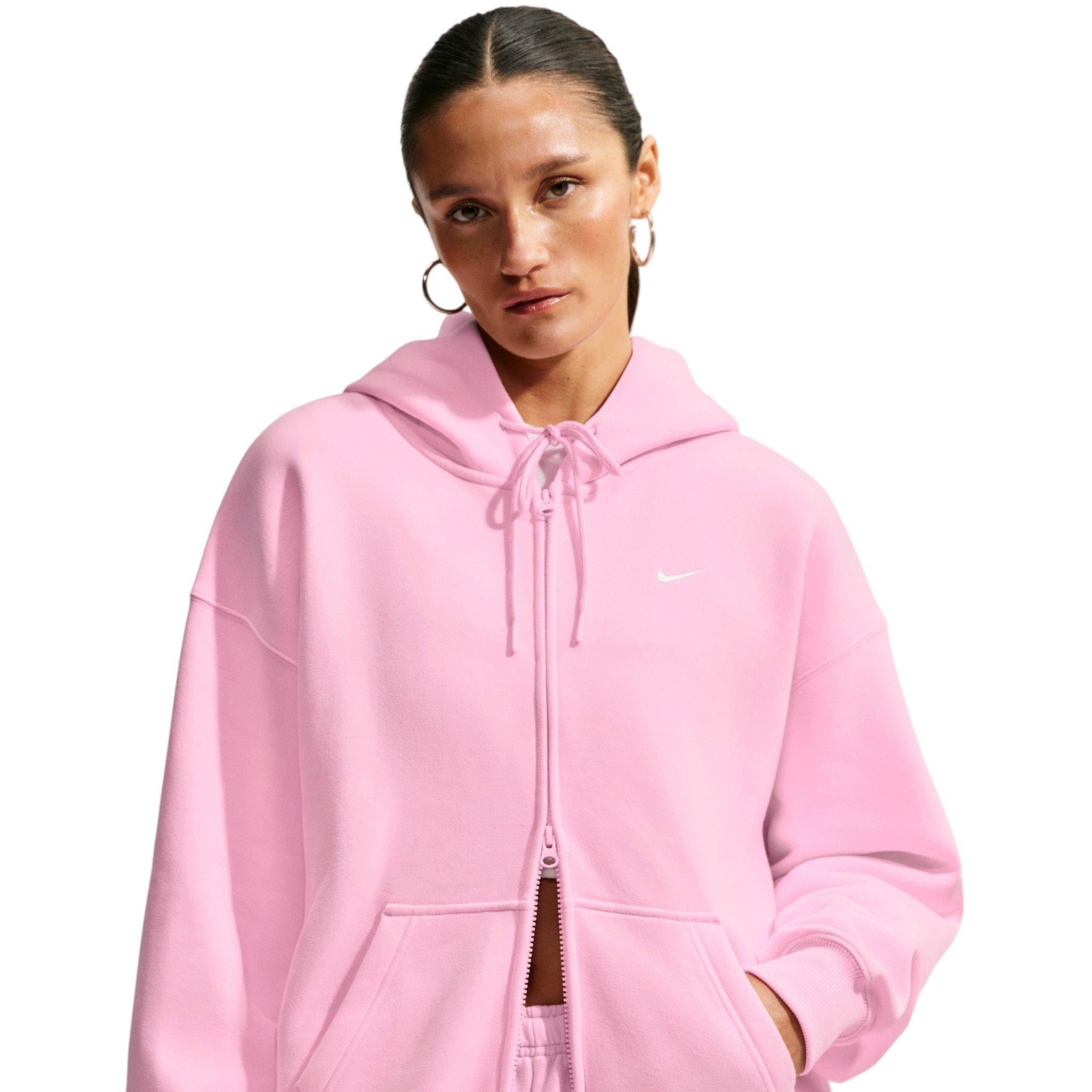 Nike Women's Studio Fleece Medium Weight Oversized Full-Zip Hooded Jacket - Pink - PINK